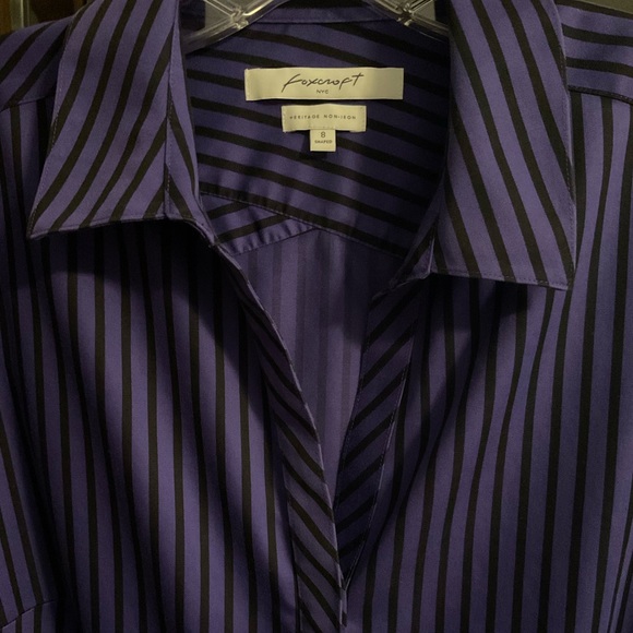 Foxcroft Purple and Black Striped Tunic Top - Picture 3 of 3